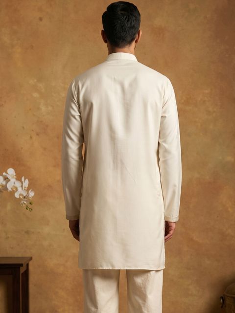 Jompers Embroidered Silk Blend Straight Kurta (Beige) - Image 6