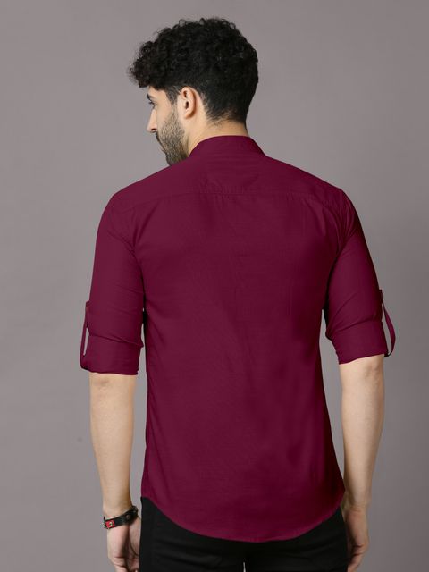 VTEXX Men's Solid Cotton Blend Straight Kurta (Maroon) - Image 6