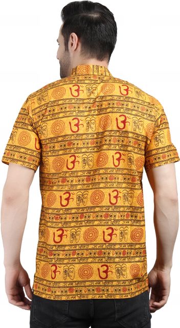 Krishiv Printed Pure Cotton Straight Kurta for Men (Yellow) - Image 6