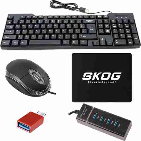 SKOG Wired Keyboard and Mouse Combo with USB Hub, OTG Cable, Mouse Pad - Image 5