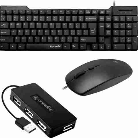 PRODOT Set of 3 Floated Key Keyboard Mouse Combo with USB Hub (Black) - Image 2