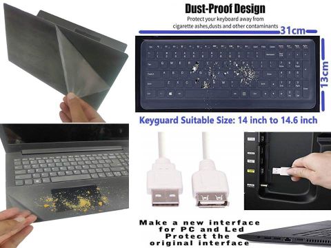 ANJO Keyboard&Mouse-WPad-Hub2-3n1Cleanr-2n1OTG-Ext-LED-Skin-14.6iScrn&KeyGuard&Sleeve Combo Set (Black) - Image 6