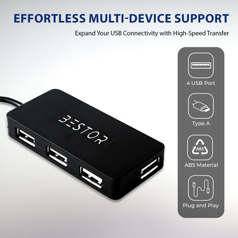Bestor Set of 5 Combo,USB Wired Keyboard,Wire Mouse,Mouse Pad, Otg Adapter,4port HUB Combo Set (Black) - Image 8