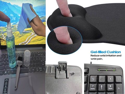 ANJO Keyboard&Mouse-WPad-Hub2-3n1Cleanr-2n1OTG-Ext-LED-Skin-14.6iScrn&KeyGuard&Sleeve Combo Set (Black) - Image 5