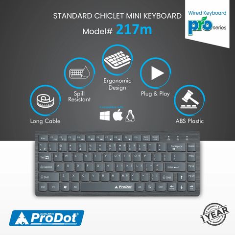 PRODOT 217 Mini Wired Keyboard Mouse Combo with USB Hub - Image 7