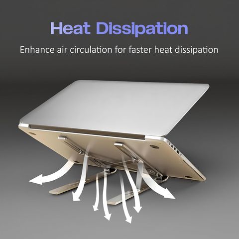 Frodiox Aluminum 6 Adjustable Foldable Portable Laptop Stand Desktop Tablet Stand FR24 Aluminium Rotatable Laptop Stand with Adjustable Height Compatible with Universal Laptops (Silver) - Image 8