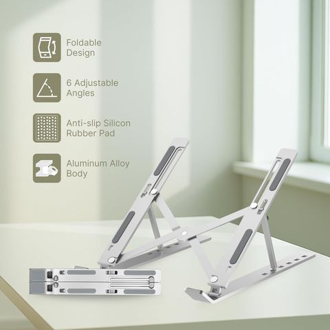 GEONIX Trek T3 GXT3CH Aluminium Laptop Stand, Silver - Image 7