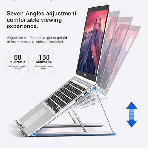 Offtrot Aluminum Alloy Adjustable Portable Foldable Laptop Stand Aluminium Rotatable Laptop Stand with Adjustable Height Compatible with 40 - 44cm Laptops (Silver) - Image 7