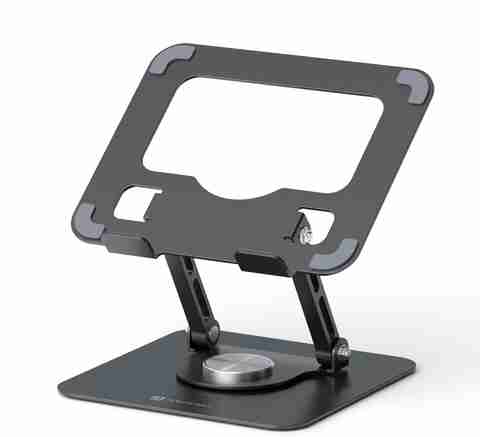 Portronics My Buddy A1 Tablet Stand with 360° Rotation,Foldable,Adjustable,Improves Airflow POR-3105 Iron Rotatable Laptop Stand with Adjustable Height Compatible with Universal Laptops (Grey) - Image 5