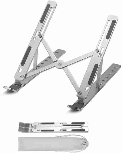 Frodiox Aluminum 6 Adjustable Foldable Portable Laptop Stand Desktop Tablet Stand FR24 Aluminium Rotatable Laptop Stand with Adjustable Height Compatible with Universal Laptops (Silver) - Image 5