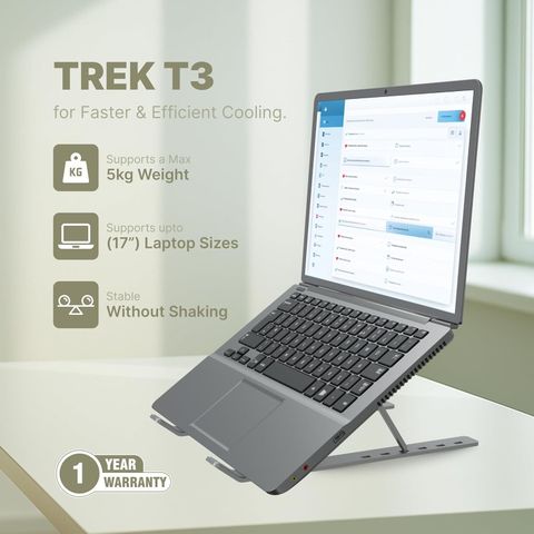 GEONIX Trek T3 GXT3CH Aluminium Laptop Stand, Silver - Image 8