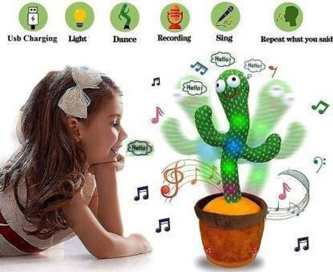 FINARO Cactus Toy with Light, Music, USB, Dancing - Image 5