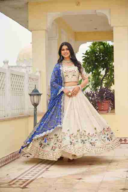 Dresser Embroidered Stitched Lehenga & Crop Top (Blue) - Image 4