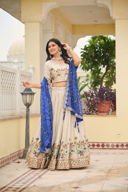 Dresser Embroidered Stitched Lehenga & Crop Top (Blue) - Image 8