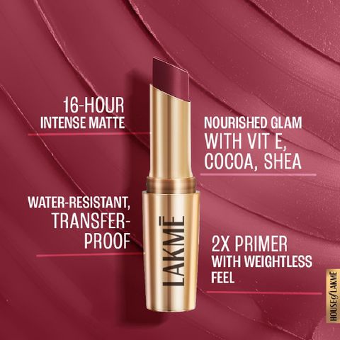 Lakmé 9TO5 Primer + Matte Lip Color (Maroon Mix, 3.6 g) - Image 6