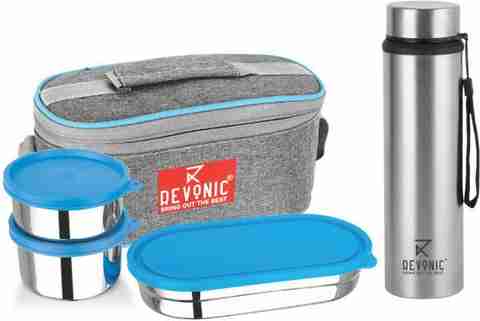 revonic Stainless Steel Lunch Box with 1000 ML Water Bottle & Lunch Bag 3 Containers Stainless Steel Office Lunch Box (500 ml) - Image 5