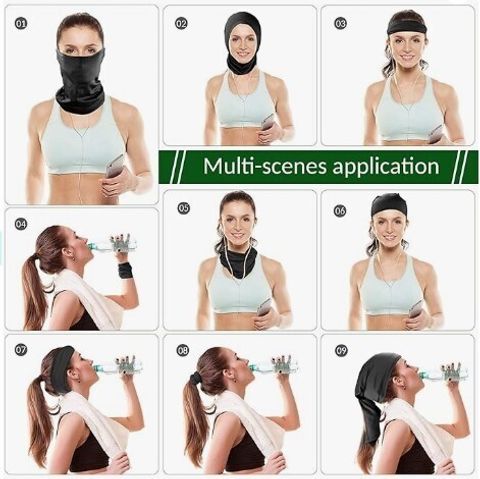 Erza Plain Bandana Party Mask (Black, Pack of 1) - Image 6
