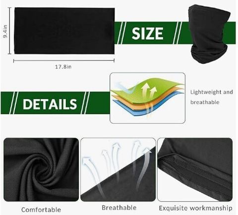 Erza Plain Bandana Party Mask (Black, Pack of 1) - Image 5
