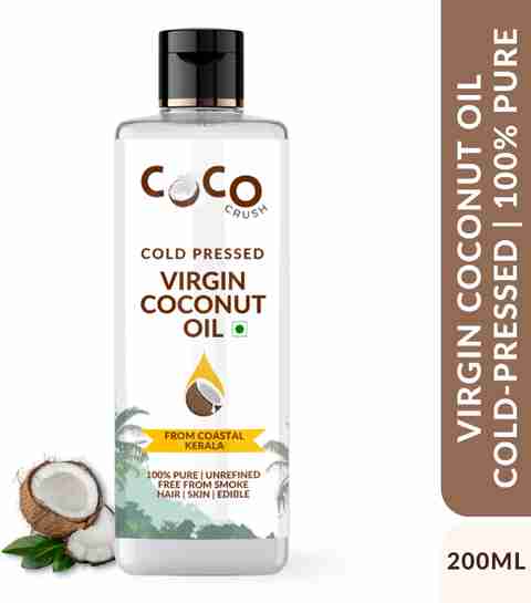 COCO CRUSH Cold pressed Coconut Oil for Hair, Face, & Skin, Pure & Natural Carrier Oil Hair Oil (200 ml) - Image 3