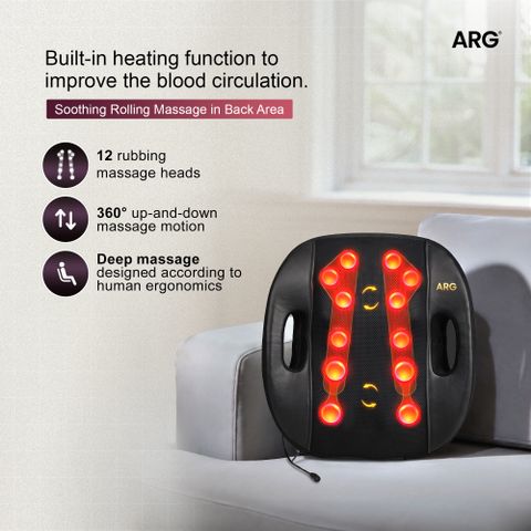ARG HEALTHCARE Back Massage Cushion with 12 Rubbing Balls (Brown) - Image 6