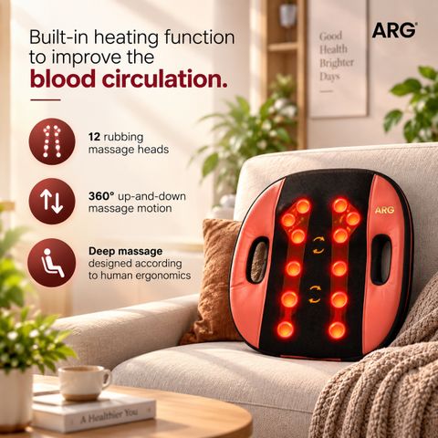 ARG HEALTHCARE Back Massage Cushion with 12 Rubbing Balls (Brown) - Image 4