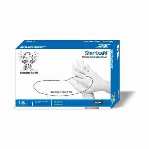 STERRISAFE Disposable Non Sterile Powdered Latex Medical Examination Gloves, Medium (White) - 100 Pieces. Latex, Rubber Examination Gloves (Pack of 100) - Image 5