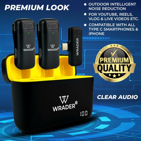 WRADER Wireless Dual Mic with Charging Display Case for Video - Image 8
