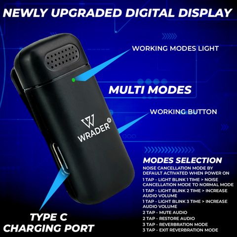 WRADER Wireless Dual Mic with Charging Display Case for Video - Image 6