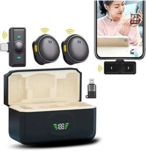 TECHNOLOGIA Q8 Dual Wireless Mic with Charging Case (Black) - Image 6