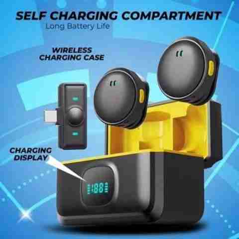 TECHNOLOGIA Q8 Dual Wireless Mic with Charging Case (Black) - Image 5