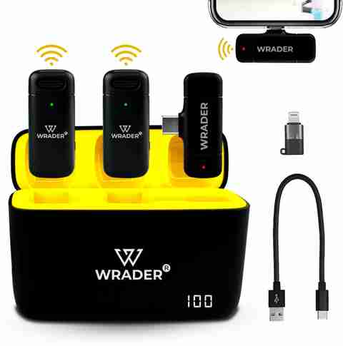 WRADER Wireless Dual Mic with Charging Display Case for Video - Image 5