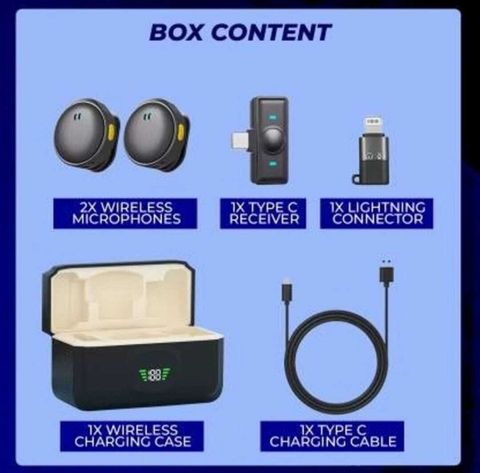 TECHNOLOGIA Q8 Dual Wireless Mic with Charging Case (Black) - Image 8