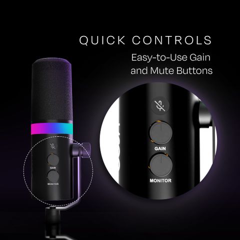 Kreo Sonik Professional Dynamic Mic with RGB, Noise Rejection, Dual Connectivity Camera Microphone - Image 7