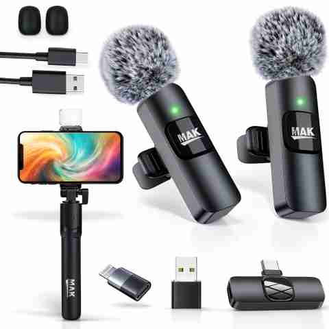 MAK All-in-One Dual Wireless Mic and LED Selfie Stick - Image 5