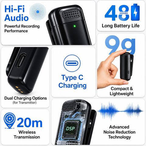 Monrix K6 Wireless Microphone for YouTube & iPhone - Image 6