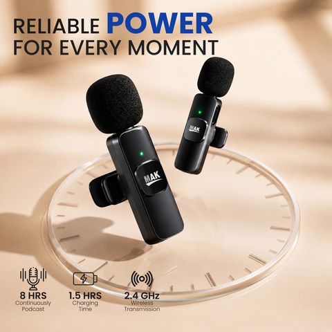 MAK All-in-One Dual Wireless Mic and LED Selfie Stick - Image 6