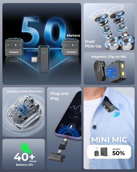 Grenaro P10 3-in-1 Wireless Mic with Noise Reduction - Image 8