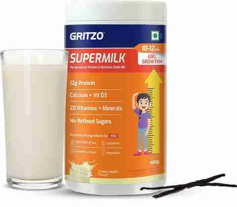 Gritzo SuperMilk Growth+ Girls 10-12y, 12g Protein, Creamy Vanilla - Image 3