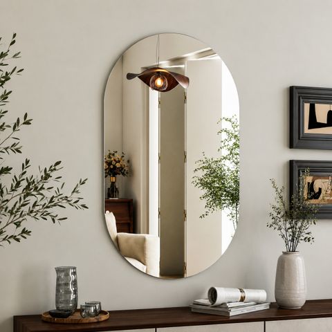 LUPPRA 12 X 18 Inches Frameless Decorative Capsule Wall Mount Mirror Bathroom Mirror (Semi Curved Finish : Polished) - Image 8