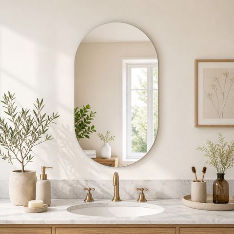 LUPPRA 12 X 18 Inches Frameless Decorative Capsule Wall Mount Mirror Bathroom Mirror (Semi Curved Finish : Polished) - Image 6