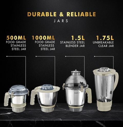 Sujata MG 1000W Mixer Grinder, Beige and White - Image 6