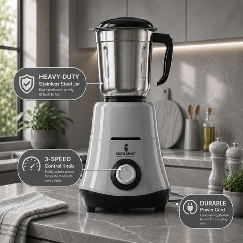Growsmart HydroGrind 750W Mixer Grinder, 4 Jars, Grey - Image 7