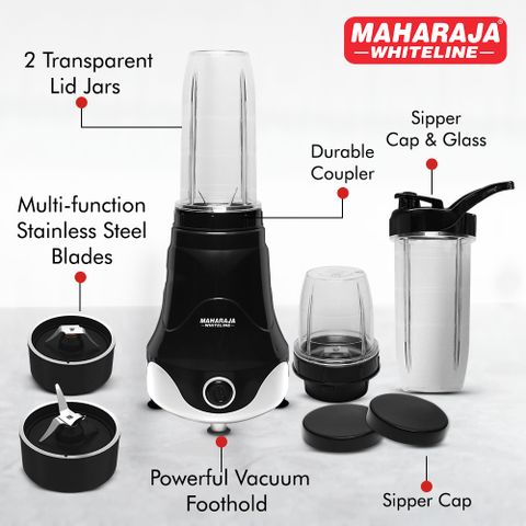 Maharaja Whiteline Mx-280 400W Mixer Grinder, 3 Jars, Black - Image 6