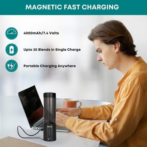 LIBRA 200W USB Rechargeable Portable Blender, 450ml, Black - Image 8