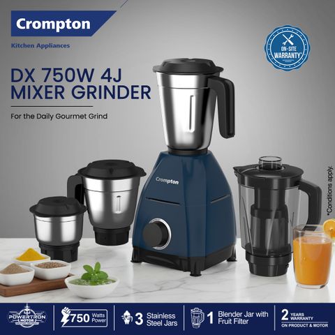 Crompton DX 750W Juicer Mixer Grinder, 4 Jars, Blue - Image 6