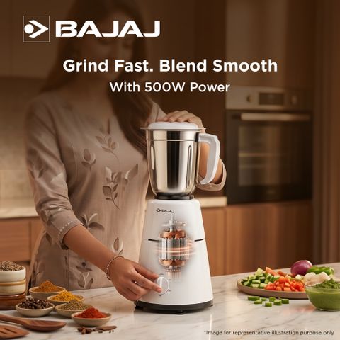 Bajaj GX 1 500W Mixer Grinder, 3 Jars, White - Image 7