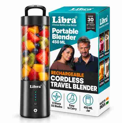 LIBRA 200W USB Rechargeable Portable Blender, 450ml, Black - Image 5