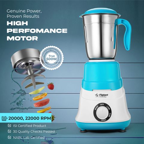 Flipkart SmartBuy Pento Blue 500 W Mixer Grinder (Pento | 3 Jars | Sky Blue) - Image 6