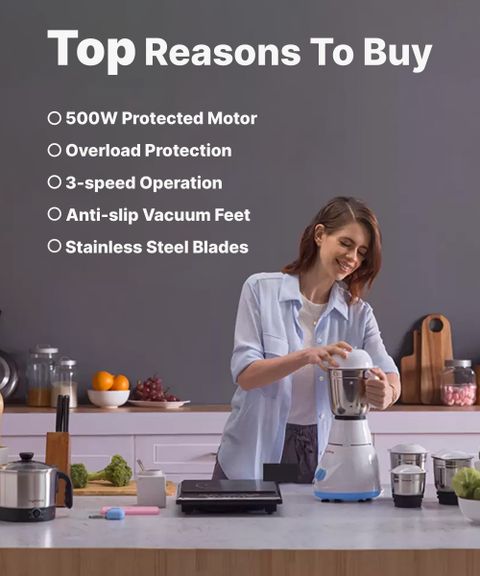 Lifelong Power Pro 500 W Mixer Grinder (Power Pro - LLMG20 | 3 Jars | Blue) - Image 5