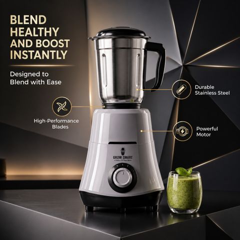 Growsmart HydroGrind 750W Mixer Grinder, 4 Jars, Grey - Image 4